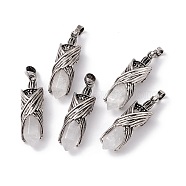 Natural Quartz Crystal Pendants, Rock Crystal Pendants, Faceted Bullet Charms, Rack Plating Antique Silver Tone Brass Wing Findings, Cadmium Free & Lead Free, 42.5x12.5x11mm, Hole: 8x5mm(G-H281-01J)