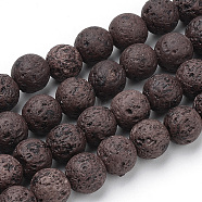 Synthetic Lava Rock Beads Strands, Dyed, Round, Coconut Brown, 6mm, Hole: 1mm, about 61pcs/strand, 14.96 inch(38cm)(G-S277-6mm-02)
