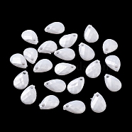 Opaque Acrylic Charms, Faceted, Teardrop Charms, White, 13x8x3mm, Hole: 1.4mm(MACR-F079-07L)