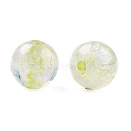Transparent Resin Beads, with Shell, Round, Pale Green, 12x11.5mm, Hole: 1.5~3mm(RESI-N034-01-E03)