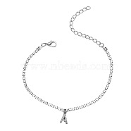 Fashionable and Creative Rhinestone Anklet Bracelets, English Letter A Hip-hop Creative Beach Anklet for Women(XR7352-1)