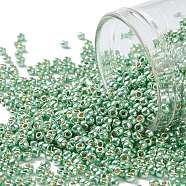 TOHO Round Seed Beads, Japanese Seed Beads, (PF570) PermaFinish Light Green Lime Metallic, 11/0, 2.2mm, Hole: 0.8mm, about 5555pcs/50g(SEED-XTR11-PF0570)