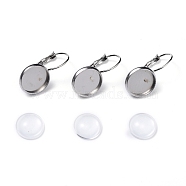 DIY Earring Making, with 304 Stainless Steel Leverback Earring Findings and Transparent Oval Glass Cabochons, Stainless Steel Color, Cabochons: 11.5~12x4mm, 1pc/set, Earring Findings: 24x14mm, Tray: 12mm, Pin: 0.8mm, 1pc/set(DIY-X0293-65D)