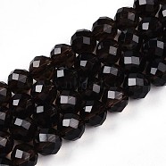 Natural Smoky Quartz Beads Strands, Round with Faceted, 8~8.5x8~8.5mm, Hole: 0.9mm, about 48pcs/strand, 15.35~15.75''(39~40cm)(G-T140-23B)