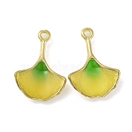 Rack Plating Alloy Enamel Pendants, Cadmium Free & Lead Free, Ginkgo Leaf Charm, Golden, 19.5x13.5x4mm, Hole: 1.4mm(FIND-M033-25G)