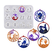 HOBBIESAY Halloween DIY Flat Round Pendant Silicone Molds, Resin Casting Molds, for UV Resin, Epoxy Resin Jewelry Making, White, 170x210x6mm, Hole: 2mm, Inner Diameter: 50.5x47mm(DIY-YW0007-27)