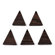 Natural Wenge Wood Pendants, Undyed, Triangle Charms, Coconut Brown, 17x15x3.5mm, Hole: 1.4mm(WOOD-T023-30)