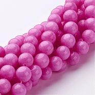 Natural Mashan Jade Round Beads Strands, Dyed, Magenta, 8mm, Hole: 1mm, about 51pcs/strand, 15.7 inch(G-D263-8mm-XS30)