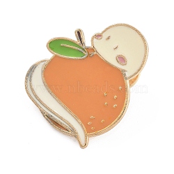 Alloy Brooches, with Enamel,  Cartoon Snake, Orange, 28x24mm(JEWB-R054-03G-01)