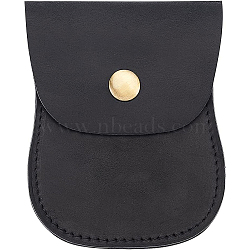 New Men's Leather Card Holders, Waist Belt Wallets, with Alloy Snap Button, Black, 9.8x7.85x0.7cm(ABAG-WH0038-12C)
