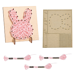 Gorgecraft 1 Set DIY String Art Kit Arts and Crafts for Children, Including Wooden Stencil and Woolen Yarn, Rabbit Pattern, 16x21cm(DIY-GF0004-28B)