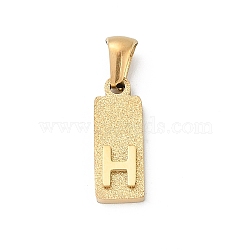 304 Stainless Steel Pendants, Golden, Rectangle with Letter Charm, Letter H, 17.5x6.5x3mm, Hole: 3x6mm(STAS-Z120-03H-G)