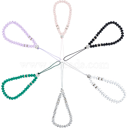 Gorgecraft 6Pcs 6 Colors Glass & Rhinestone Beaded Phone Hand Strap Chains, with Zinc Alloy Beads, Mobile Accessories Decoration, Mixed Color, 19.5cm, 1pc/color(AJEW-GF0008-56)