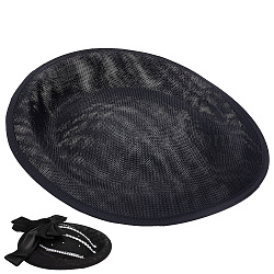 Linen Mini Hat Fascinator Base, for DIY Crafts Hair Accessories Decoration, Black, 190x185x34mm(AJEW-WH0472-54B)