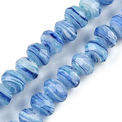 Handmade Lampwork Beads Strands, Faceted, Rondelle, Cornflower Blue, 10x7.5mm, Hole: 1.6mm, about 60pcs/strand, 17.72''(45cm)(LAMP-T007-13P)