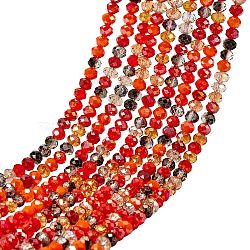 Electroplate Glass Beads Strands, Faceted, Rondelle, Red, 5.5~6x5mm, Hole: 1mm, about 90~92pcs/strand, 16.54~16.93''(42~43cm)(EGLA-SZ0001-32D)