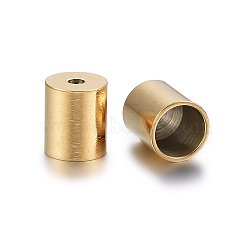 Ion Plating(IP) 304 Stainless Steel Cord Ends, End Caps, Column, Golden, 8x7mm, Hole: 1.5mm, Inner Diameter: 6mm(X-STAS-H467-09G-6mm)