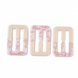 Acrylic Slide Buckles, Webbing Belts Buckles, Clothing Decorations, Two Tone, Imitation Gemstone, Rectangle, Pink, 54x34x3.5mm(OACR-T020-031D)