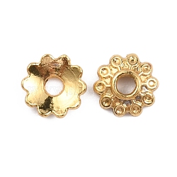 Brass Bead Caps, Multi-Petal, Long-lasting, Flower, Real 14K Gold Plated, 6x1.5mm, Hole: 1.4mm(KK-WH0035-61)