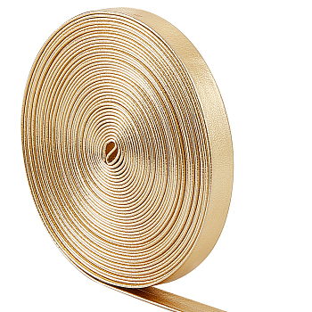 5M Flat Imitation Leather Cord, for Pillow Decor, Gold, 8x1mm, about 5.47 Yards(5m)/Roll