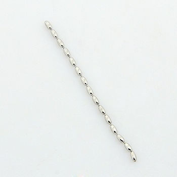 304 Stainless Steel Rice Bead Ball Chains, Soldered, Stainless Steel Color, 3x1.5mm