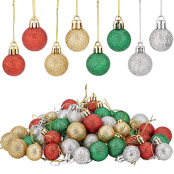 80Pcs 8 Style Christmas Ball Plastic Hanging Ornament, for Christmas Tree Party Pendant Decorations, Mixed Color, 100~125mm, 10pcs/style