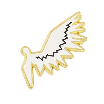 Golden Alloy Brooches, Enamel Pins for Clothes Backpack, White, 31.5x28x1.5mm