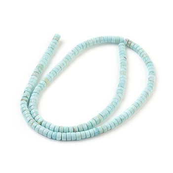 Natural Magnesite Beads Strands, Dyed, Heishi Beads, Flat Round/Disc, Light Blue, 4x2~2.5mm, Hole: 0.8mm, about 159pcs/strand, 15.7 inch(40cm)