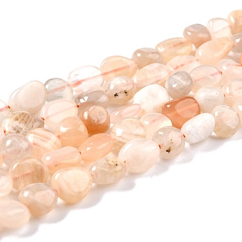Natural Multi-Moonstone Beads Strands, Nuggets, Tumbled Stone, 8~11x7.5~9x4.5~7mm, Hole: 0.8mm, about 42pcs/strand, 15.94''(40.5cm)