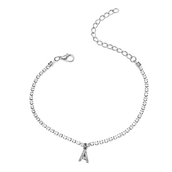Fashionable and Creative Rhinestone Anklet Bracelets, English Letter A Hip-hop Creative Beach Anklet for Women