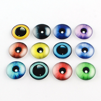 Half Round/Dome Dragon Eye Pattern Glass Flatback Cabochons for DIY Projects, Mixed Color, 8x3mm