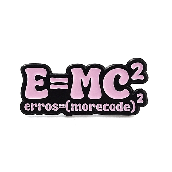 Math Equation Black Alloy Brooches, Formula Meme ‘E equals Mc2 | Errors equals More Code)2 Enamel Pins, for Backpack Clothes, Pink, 14x31x1.5mm