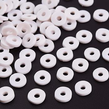 Eco-Friendly Handmade Polymer Clay Beads, Disc/Flat Round, Heishi Beads, Misty Rose, 6x1mm, Hole: 2mm, about 23500pcs/1000g
