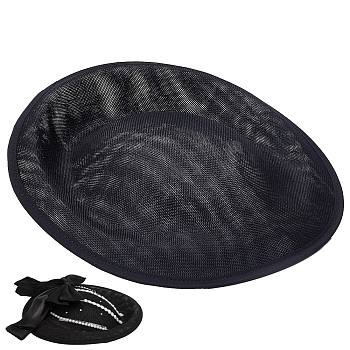 Linen Mini Hat Fascinator Base, for DIY Crafts Hair Accessories Decoration, Black, 190x185x34mm