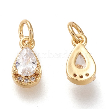 Brass Micro Pave Clear Cubic Zirconia Charms(KK-F820-15C-G)-2