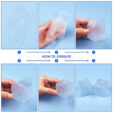 Polka Dot Pattern Transparent PVC Square Favor Box Candy Treat Gift Box(CON-BC0006-28)-3