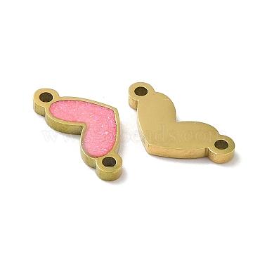 Ion Plating(IP) 316L Surgical  Stainless Steel Enamel Heart Connector Charms(STAS-D035-21G)-2