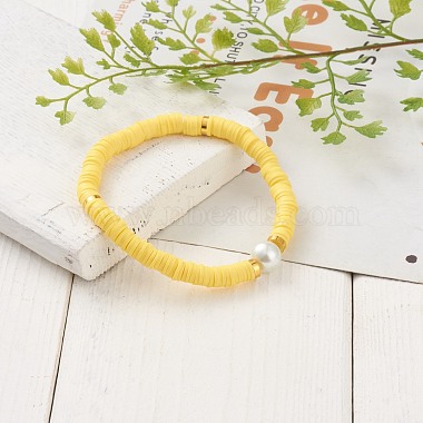 Handmade Polymer Clay Heishi Beads Stretch Bracelets(BJEW-JB05759-02)-5