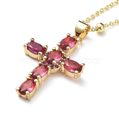 Fashionable Hip Hop Cross Pendant Necklace for Women with Micro Inlaid Gemstones and Zircon Crystals (NKB072)(ST0177423)-2