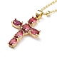 Fashionable Hip Hop Cross Pendant Necklace for Women with Micro Inlaid Gemstones and Zircon Crystals (NKB072)(ST0177423)-2