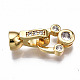 Brass Micro Pave Clear Cubic Zirconia Fold Over Clasps(KK-T063-61G-NF)-1