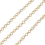 304 Stainless Steel Rolo Chains, Soldered, with Spool, Ion Plating(IP), Real 18K Gold Plated, 2x0.3mm, about 32.81 Feet(10m)/Roll(CHS-L030-11G)