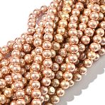 Baking Paint Pearlized Glass Pearl Round Bead Strands, Navajo White, 8x7.5mm, Hole: 1.5mm, about 104pcs/strand, 30.12''(76.5cm)(HY-XCP0001-30)