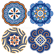 PVC Wall Sticker, Round Shape, for Window or Stairway Home Decoration, Flower of Life Pattern, Sticker: 16x16cm(DIY-WH0235-002)