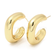 Rack Plating Brass Stud Earrings, Lead Free & Cadmium Free, Long-Lasting Plated, C Shaped, Real 18K Gold Plated, 27~27.5x8.5mm(EJEW-F324-01G)