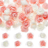200Pcs 2 Colors 3D Foam Rose Ornament Accessories, Imitation Flower, with Organza, Mixed Color, 43~45x39~45x21.5~22mm, 100pcs/color(DIY-CP0008-67)