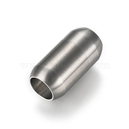 304 Stainless Steel Magnetic Clasps with Glue-in Ends, Matte, Column, Stainless Steel Color, 23x12mm, Hole: 8mm(STAS-E440-92A)