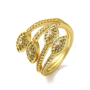 Brass with Cubic Zirconia Rings, Real 18K Gold Plated, Horse Eye, Inner Diameter: 17mm(RJEW-B057-04G-02)