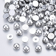 ABS Plastic Cabochons, Half Round, Platinum, 6x3mm, about 5000pcs/bag(OACR-S034-6mm-02)