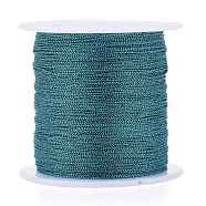 Polyester Braided Metallic Cord, for DIY Braided Bracelets Making and Embroidery, Dark Cyan, 0.4mm, 6-Ply, about 54.68 yards(50m)/roll(X-OCOR-I007-B-05)